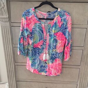 Lilly Pulitzer Pink and Blue Women's Blouse